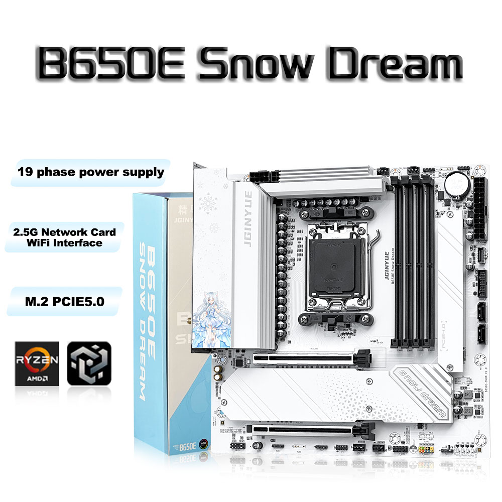 Am5 Micro Atx Pcie 5.0 Motherboard - لوحة أم JGINYUE B650E Snow Dream